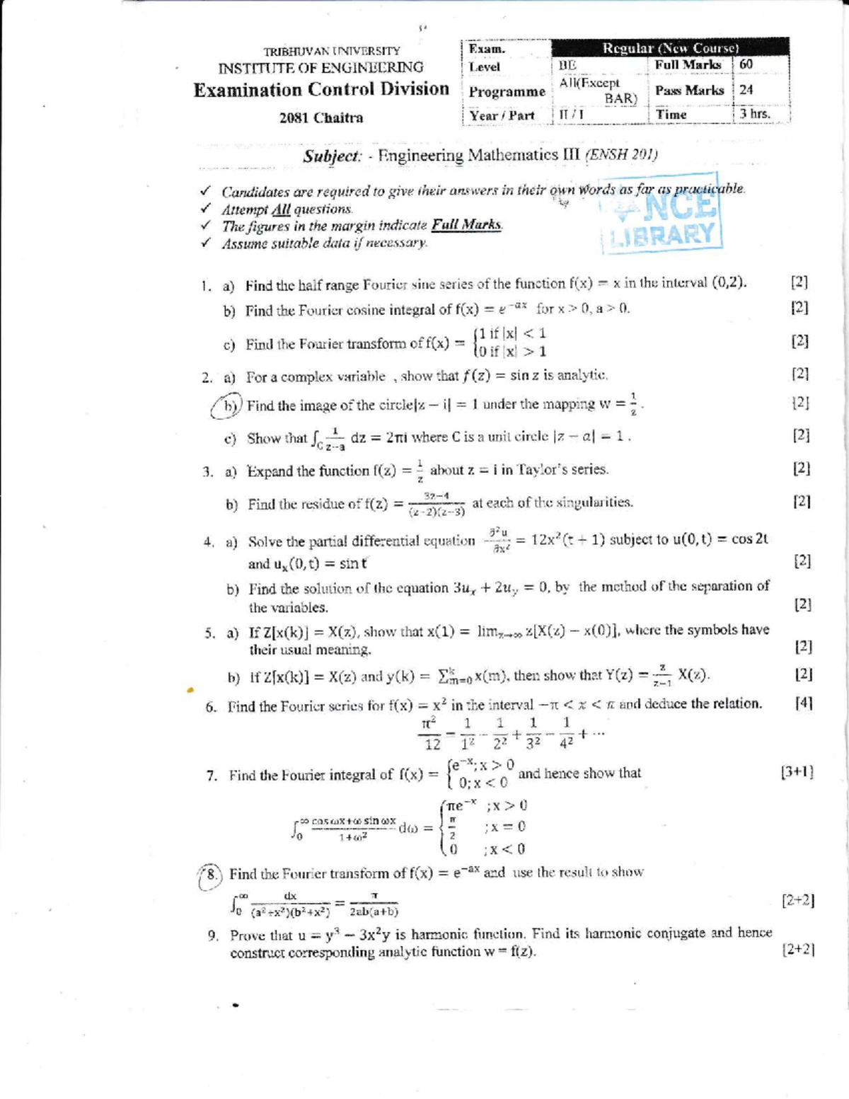 Math III Past Exam Questions - Engineering Mathematics (ENSH) - Studocu