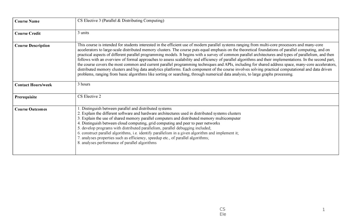 CS Elective 3 Final Notes on Parallel & Distributed Computing - Studocu