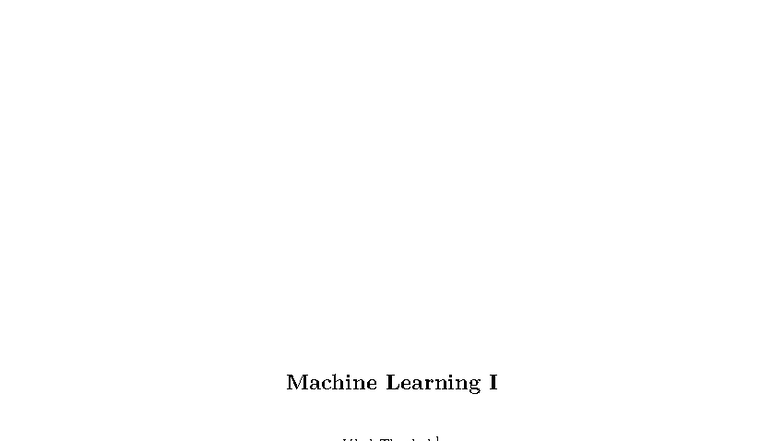 CMPUT 267 - Machine Learning I Lecture Notes by Vlad Tkachuk - Studocu