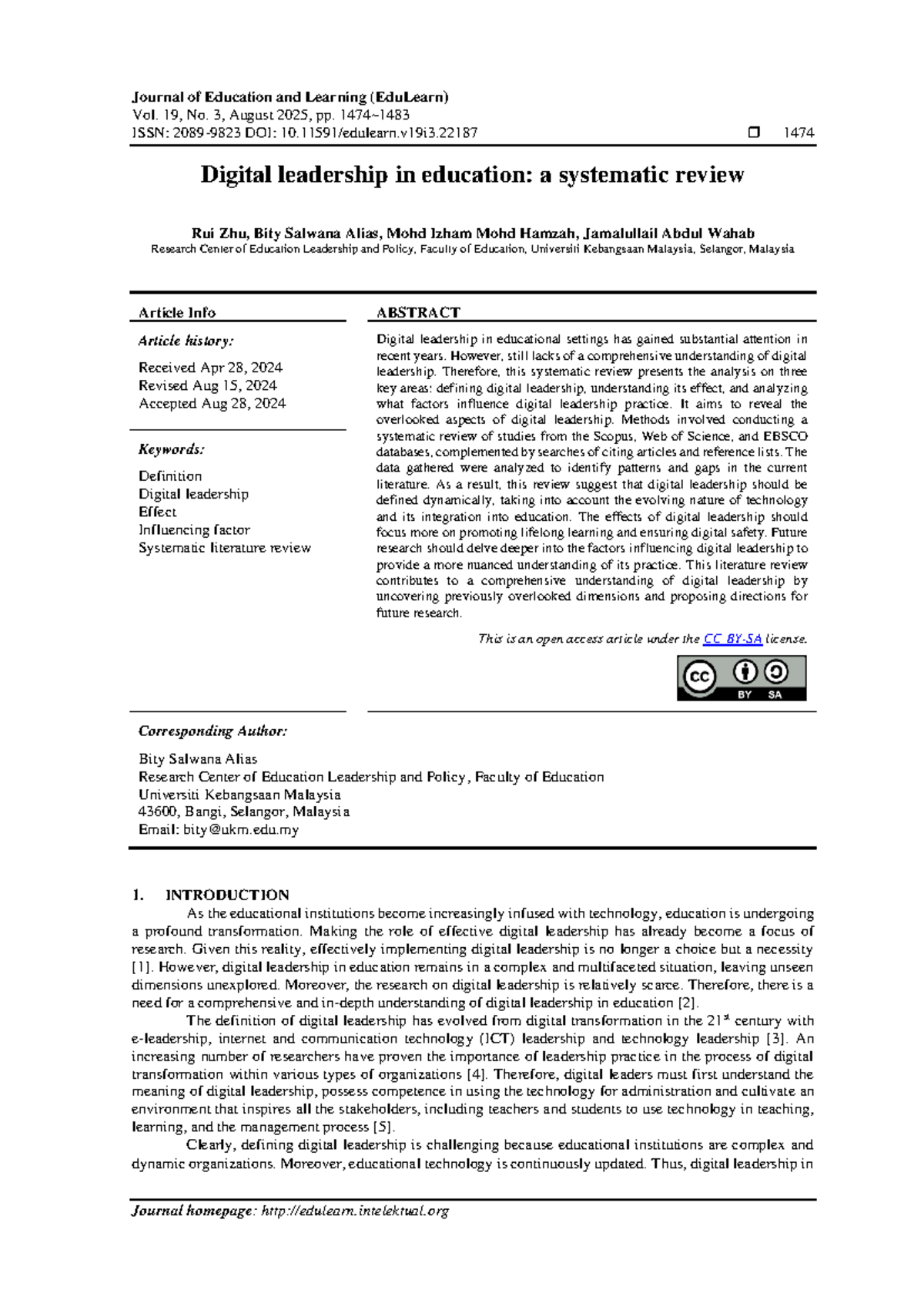 Digital Leadership in Education: A Systematic Review (EduLearn) - Studocu