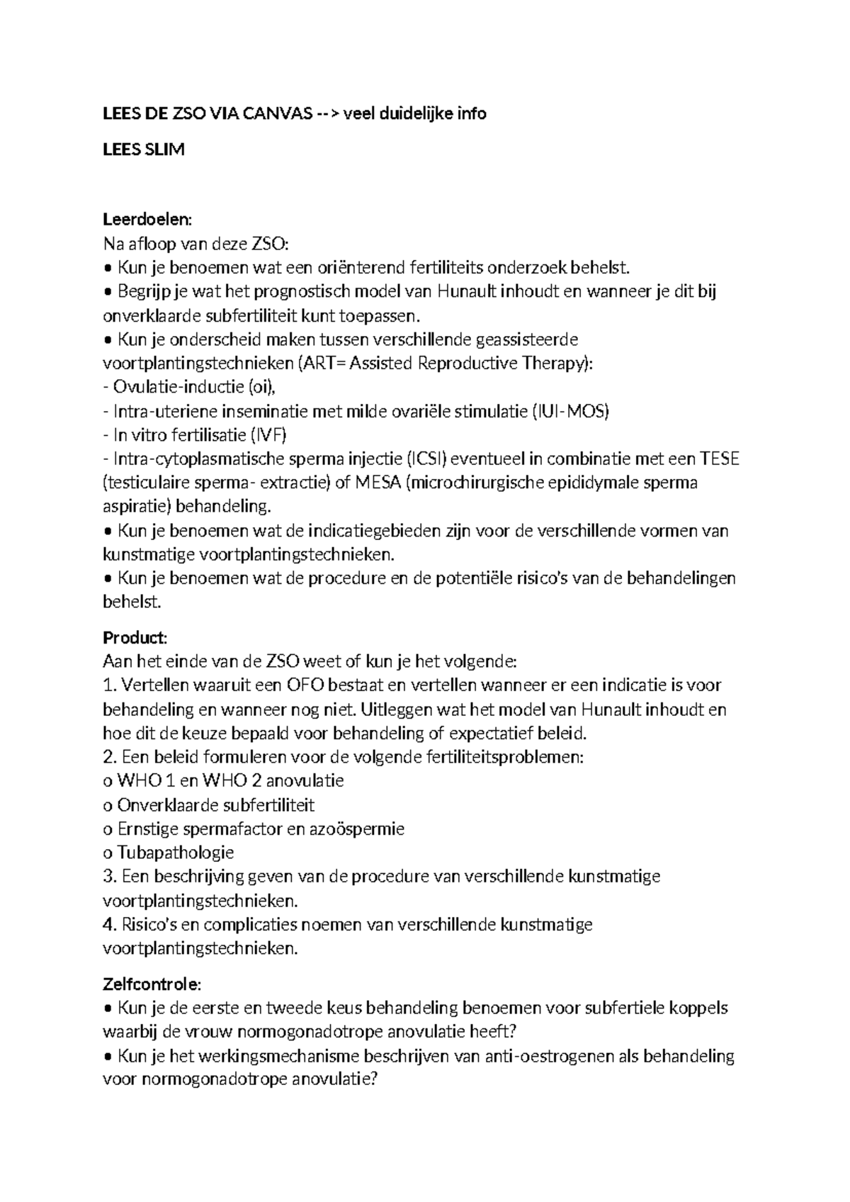 ZSO OFO: Diagnose, Prognose en Indicaties voor ART Behandelingen ...