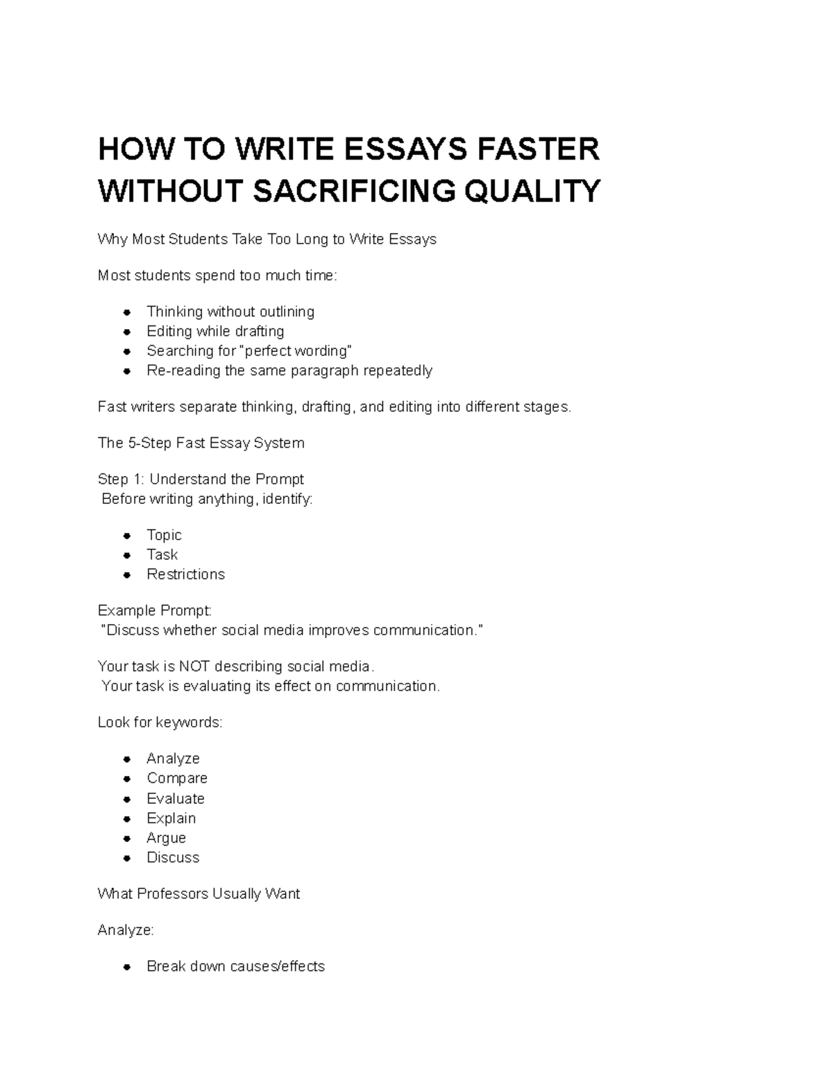 Effective Strategies for Fast Essay Writing: A Guide - Studocu
