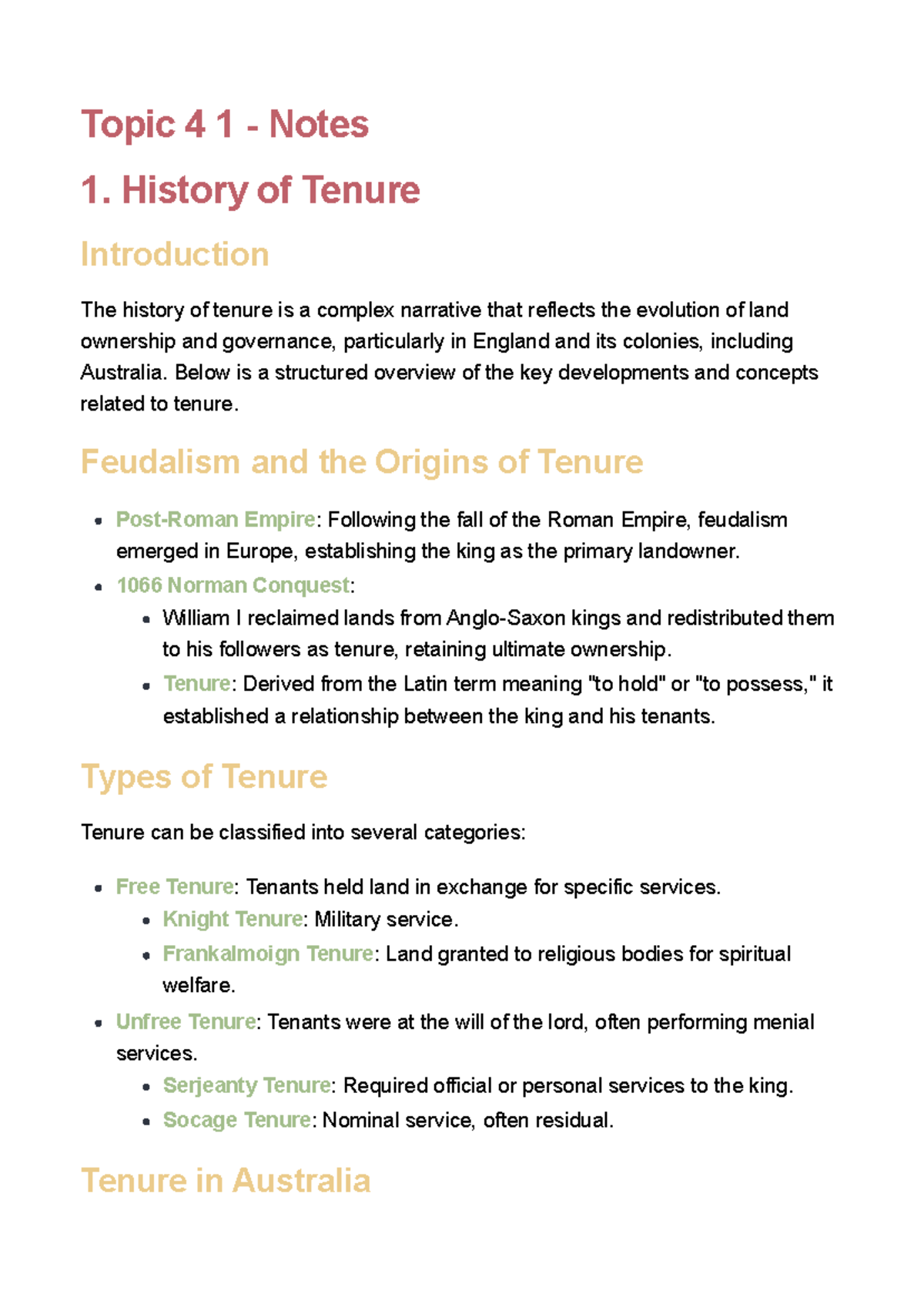 Understanding the Doctrine of Tenure & Native Title in Australia (LAW ...