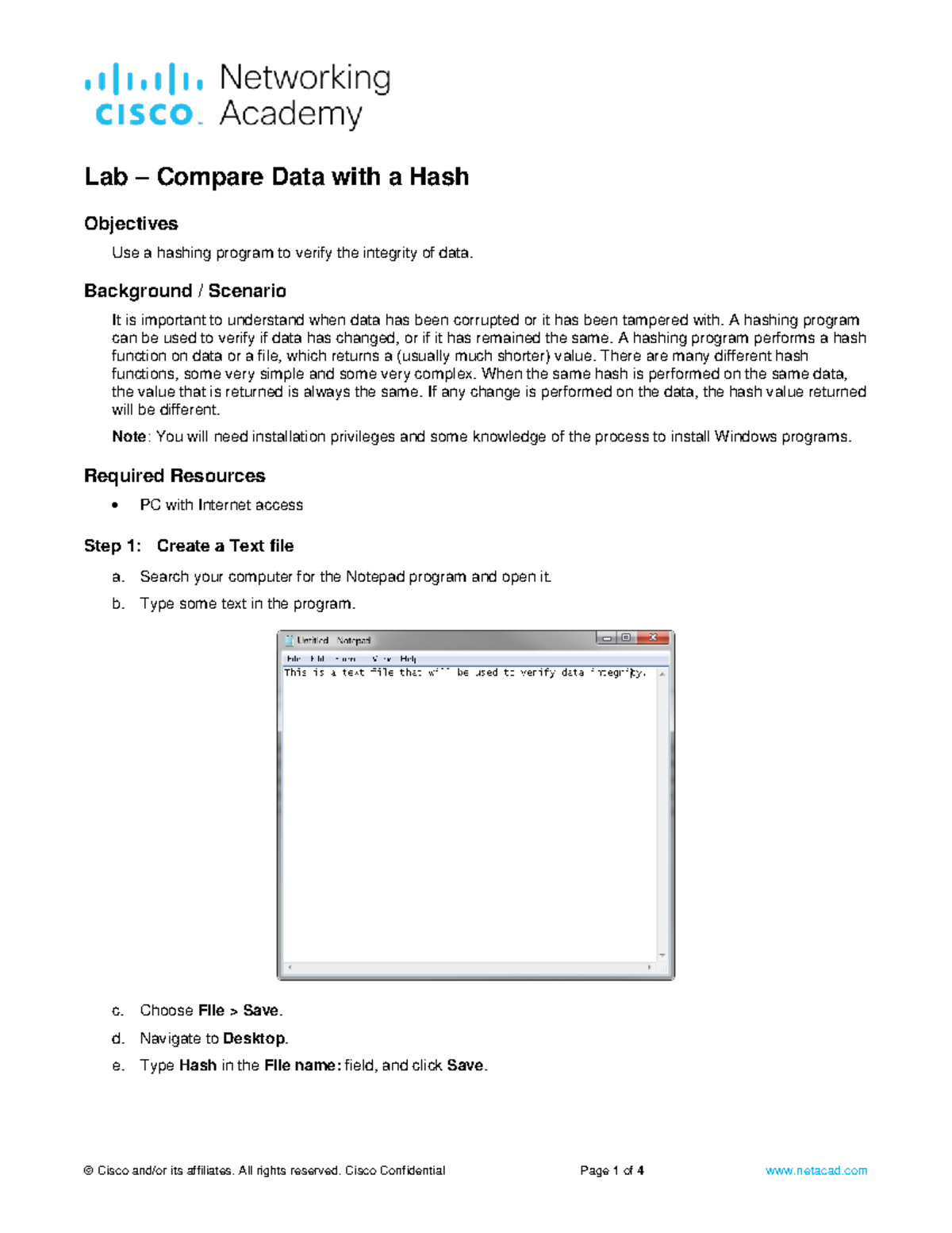 Lab 1.2.1.3 - Data Integrity Verification Using Hash Functions - Studocu