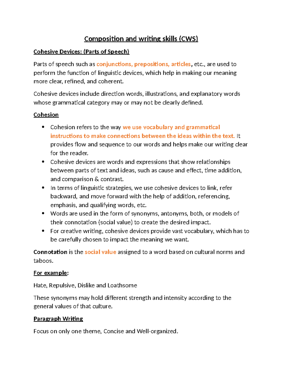 Cohesive devices - composition and writing skills - Composition and ...