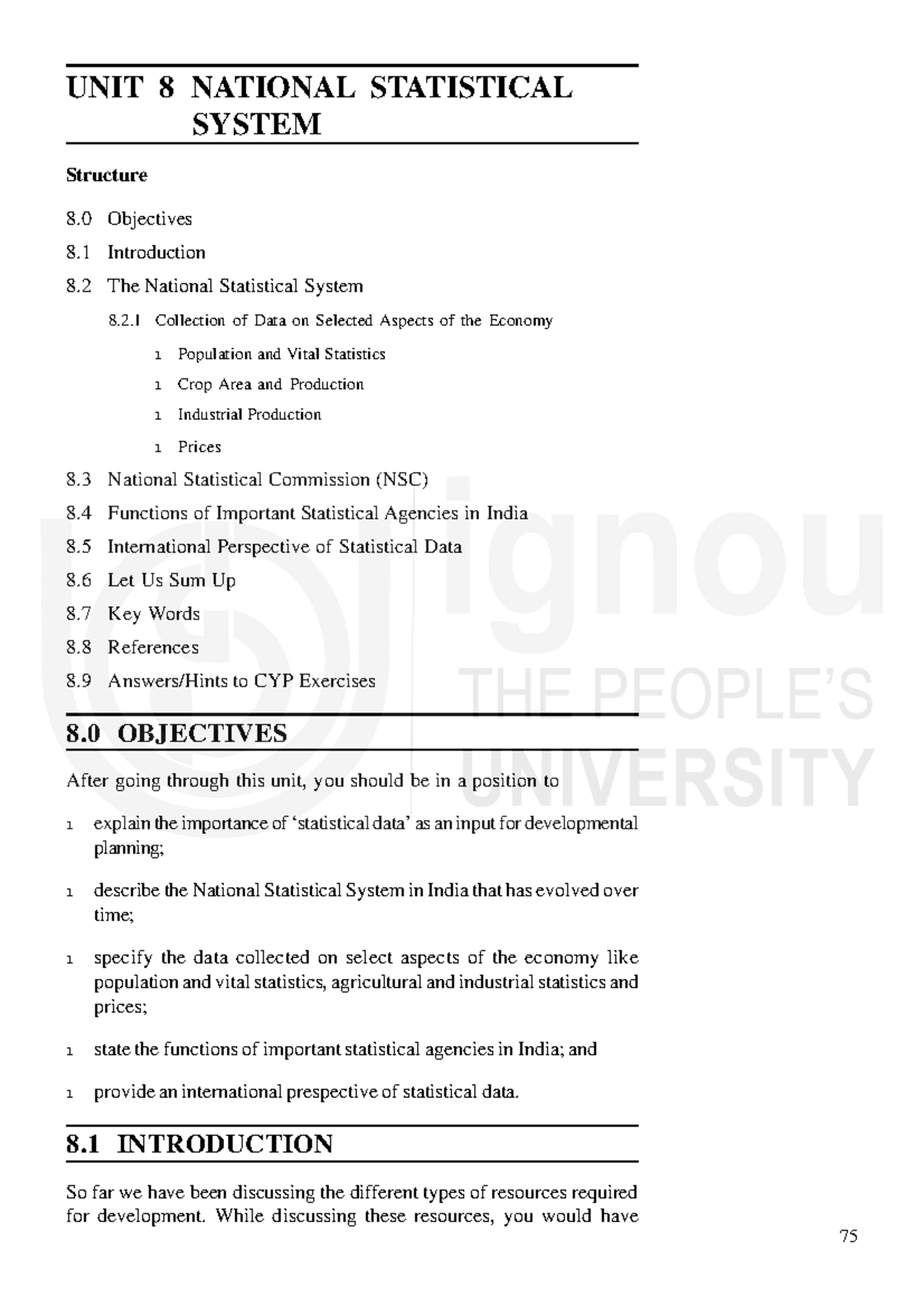 National Statistical System - 2 Collection of Data on Selected Aspects ...