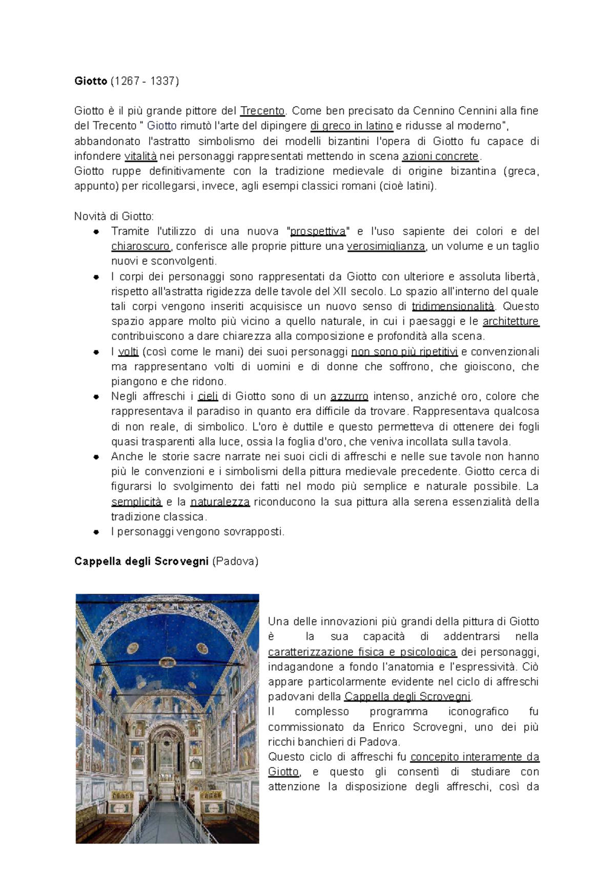 Giotto e il Gotico Internazionale: Innovazioni e Stile Artistico - Studocu