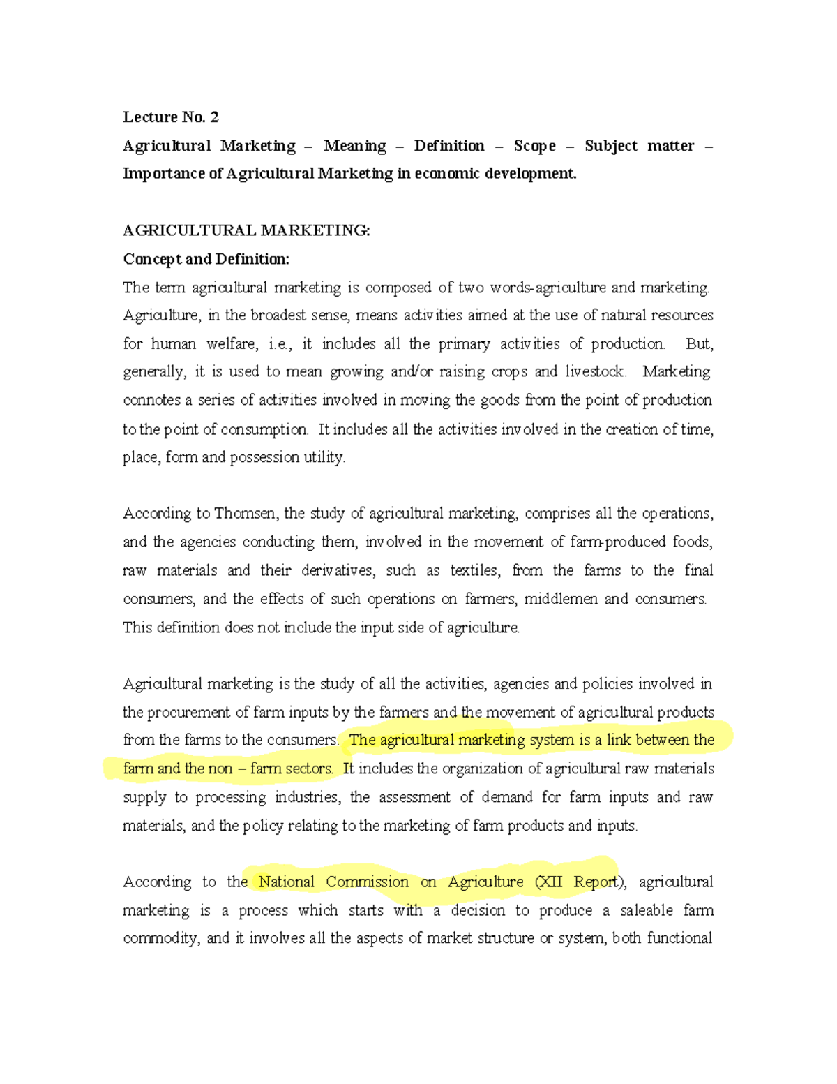 Lecture 2: Importance and Scope of Agricultural Marketing (AGR 101 ...