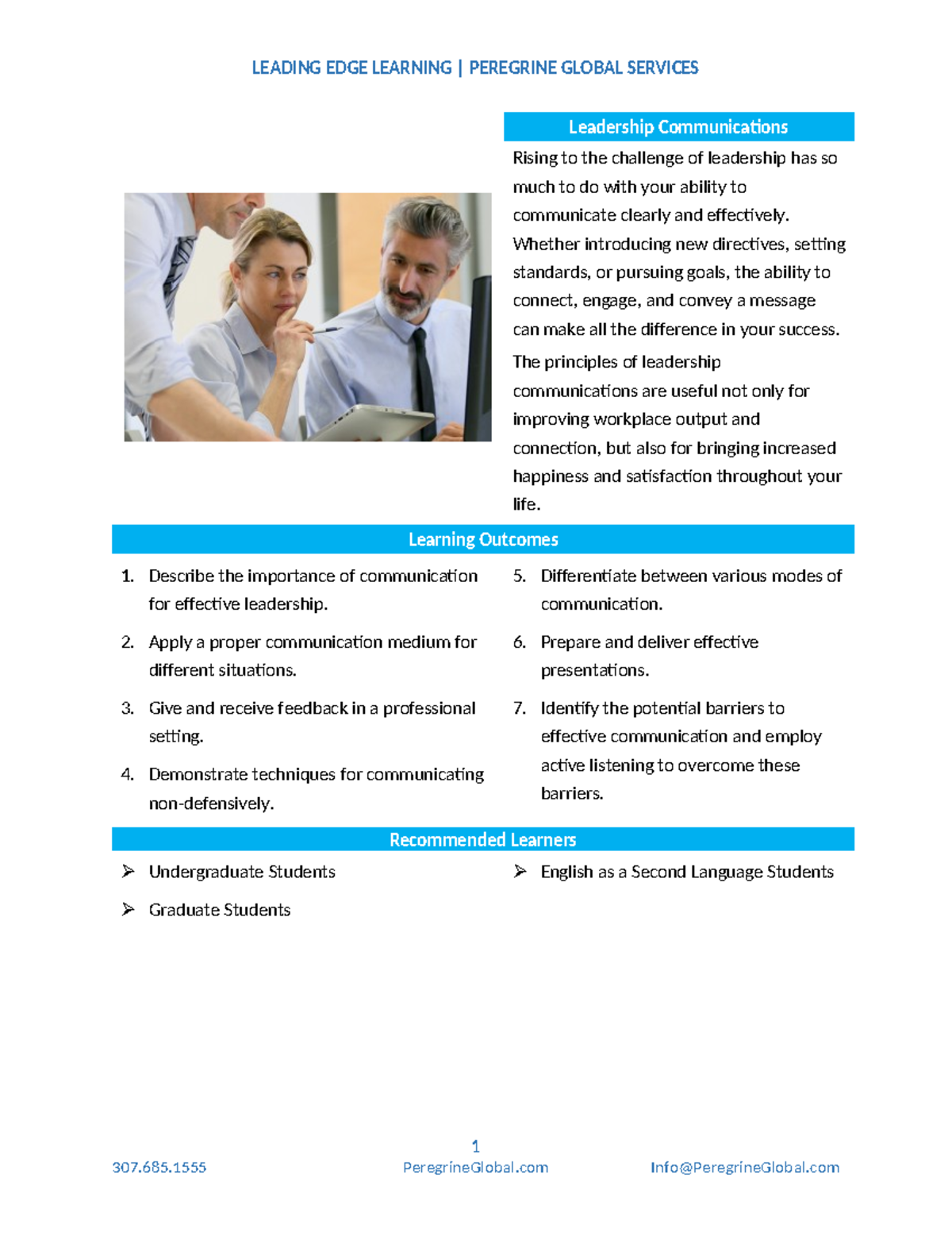 Leadership Communications Module Description HE - LEADING EDGE LEARNING ...