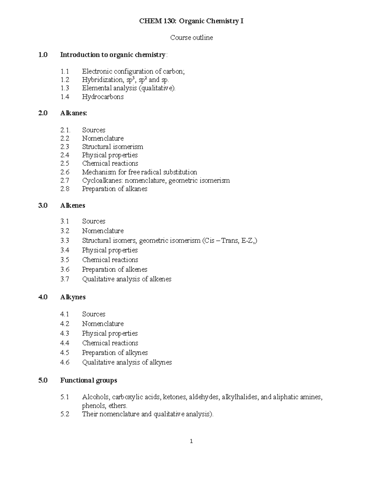 CHEM 130 -Palmer-2-1 - Lecture notes Mrs Mwangi - CHEM 130: Organic ...