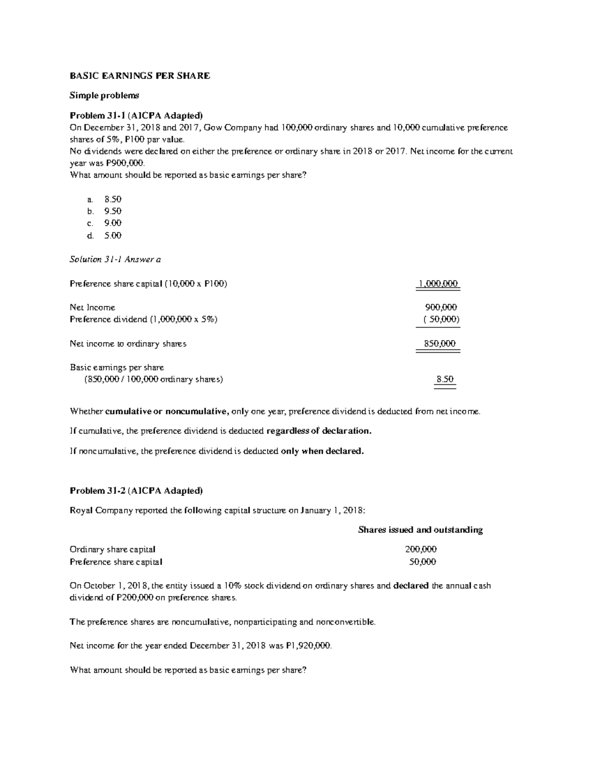 424678661 Basic Earnings Per Share Chapter 3 Exam Notes - Studocu