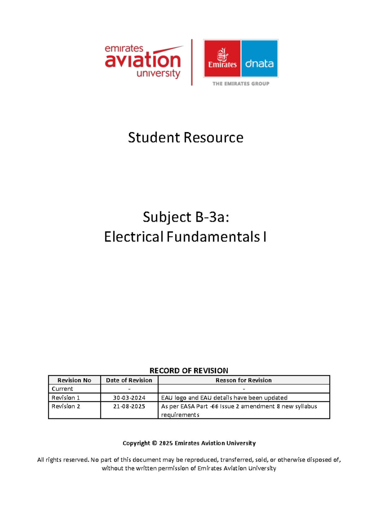 B-3a Electrical Fundamentals I: Training Material Overview & Key ...