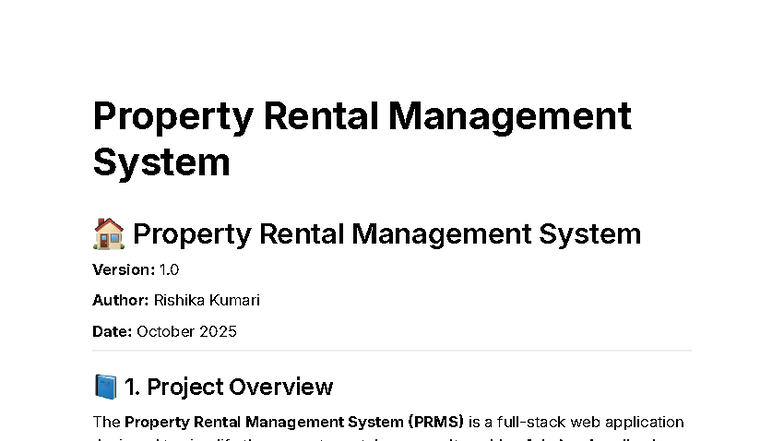 Property Rental Management System (PRMS) - Project Overview & Features ...