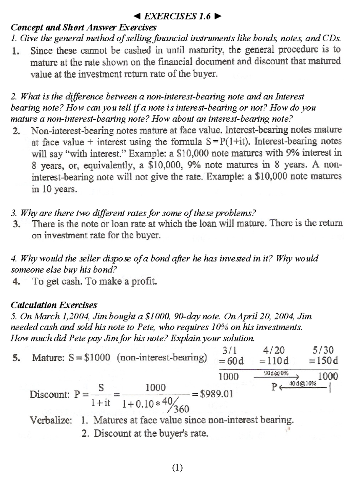 Exercises 1 - section 6 of chapter 1 - EXERCISES 1 Concept and Short ...