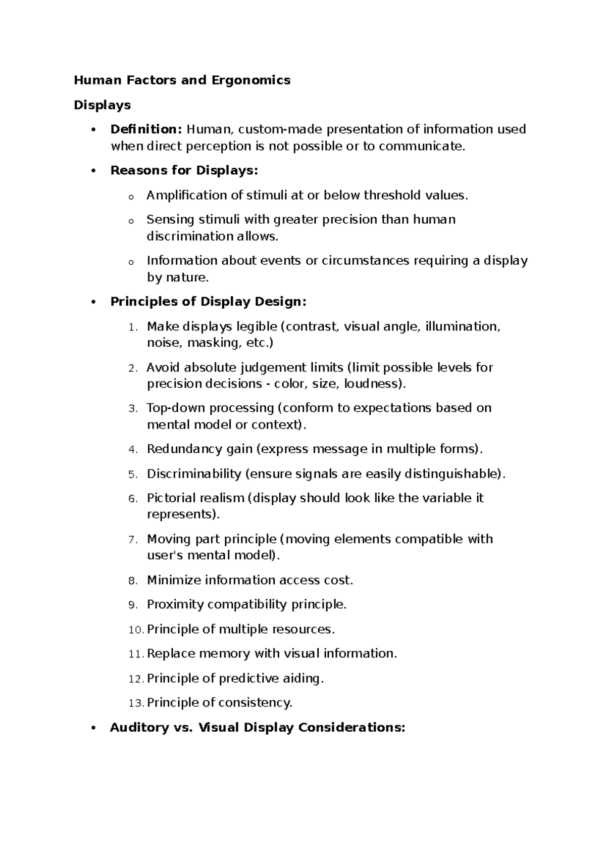 Industrial 262 - Human Factors and Ergonomics Display Principles and ...