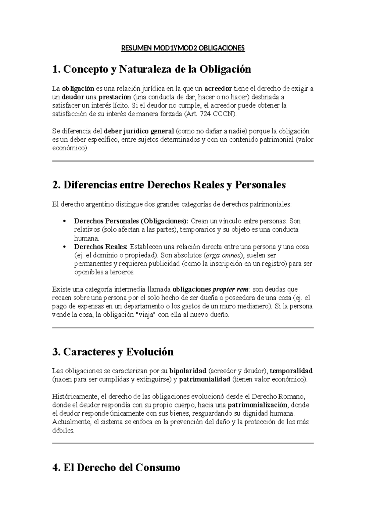 Resumen MOD1YMOD2: Conceptos Clave sobre Obligaciones Jurídicas - Studocu