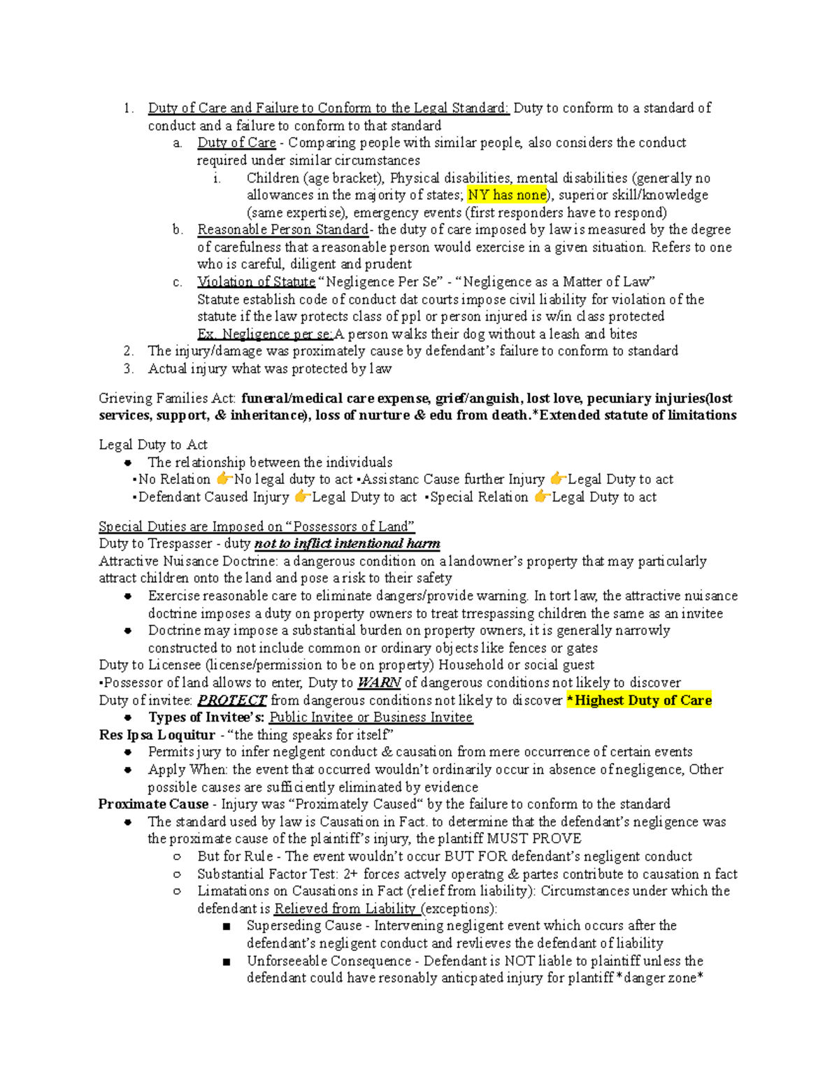 Study Buddy Notes: CH 8 - Negligence & Duty of Care Analysis - Studocu