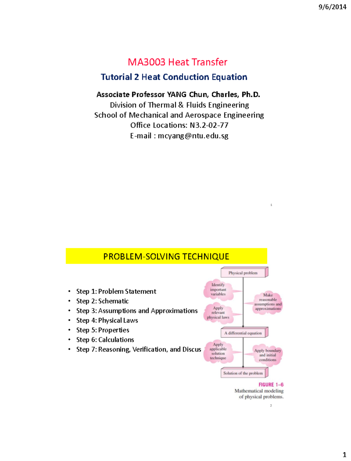 MA3003 Tutorial 2: Heat Transfer Equation Problem-Solving Techniques ...