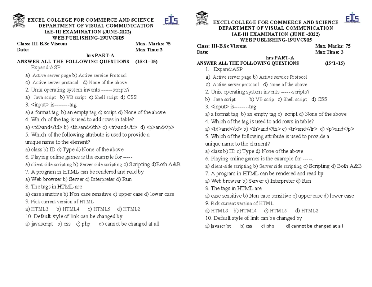 23PMC202 - Advance Java Programming Internal Assessment Ques Set 1 ...