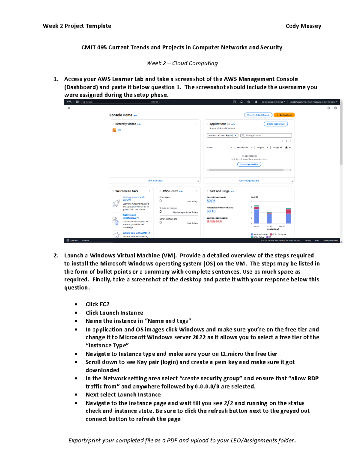 CMIT 495 Final Assignment on Cloud Computing: AWS Project Overview ...