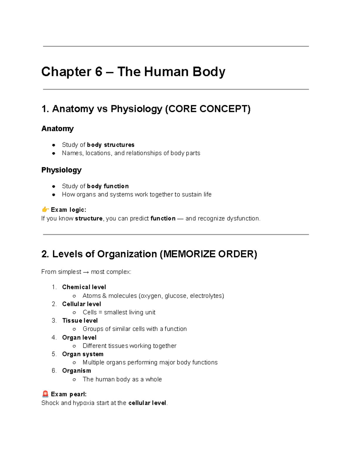 Chapter 6 – The Human Body: Detailed EMT Study Notes (CORE CONCEPT ...