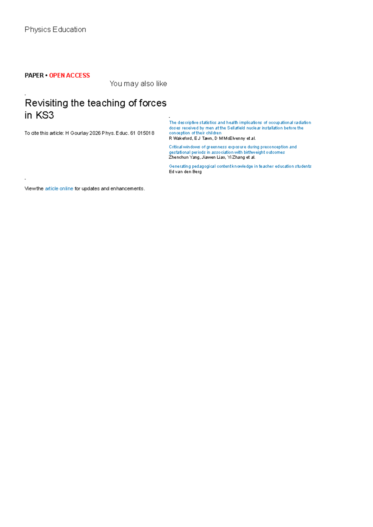 Revisiting Forces Teaching in KS3: Insights and Strategies for Physics ...