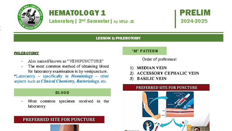 HEMA 1 (LAB) - Lesson 1: Phlebotomy Techniques and Best Practices - Studocu