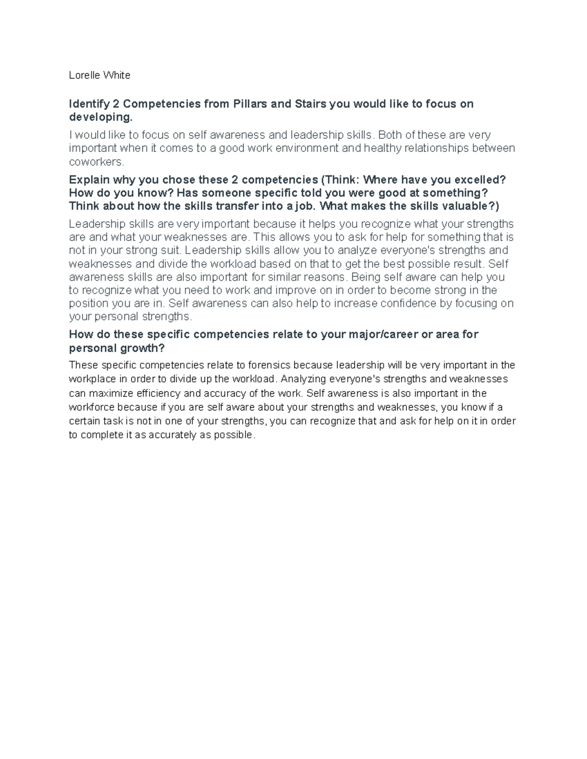 Final Assignment: Personal Insights & Career Exploration (PERS 101 ...