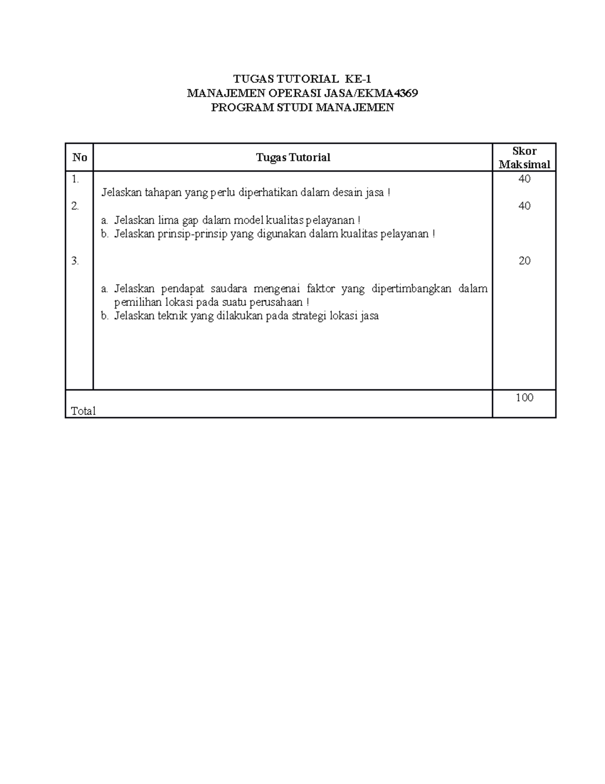 Tugas Tutorial 3: Manajemen Operasi Jasa (EKMA) dan Desain Layanan ...