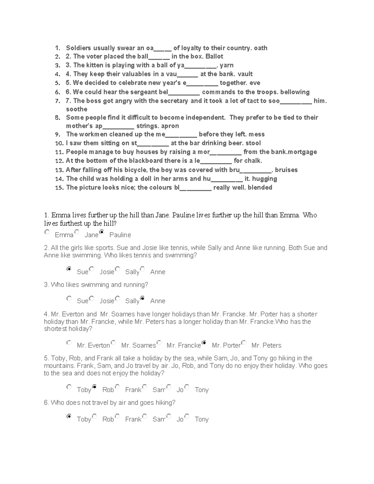 Brunt - Vocabulary Q&A Study Guide and Exercises - Studocu