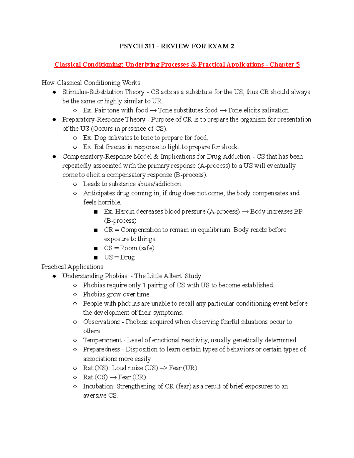 Psych 311 - Exam 2 Comprehensive Review & Study Guide - Studocu