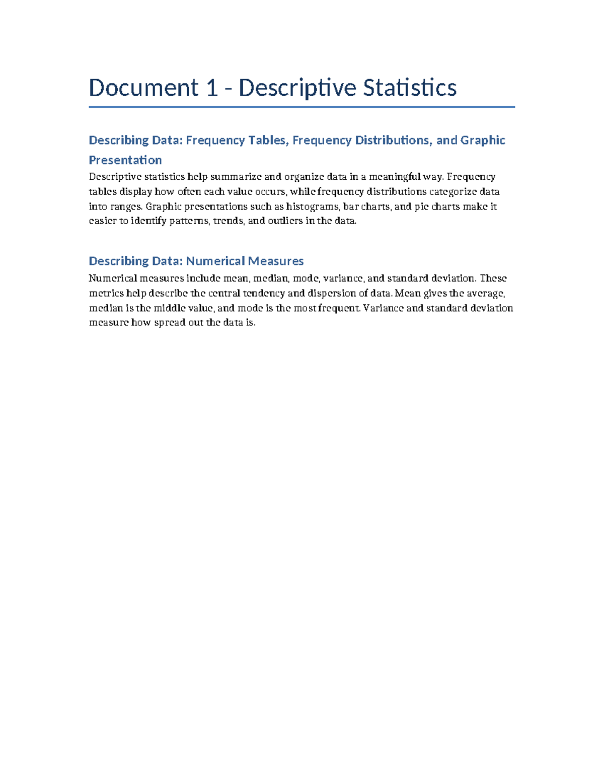 Document 1 - Descriptive Statistics - Document 1 - Descriptive ...