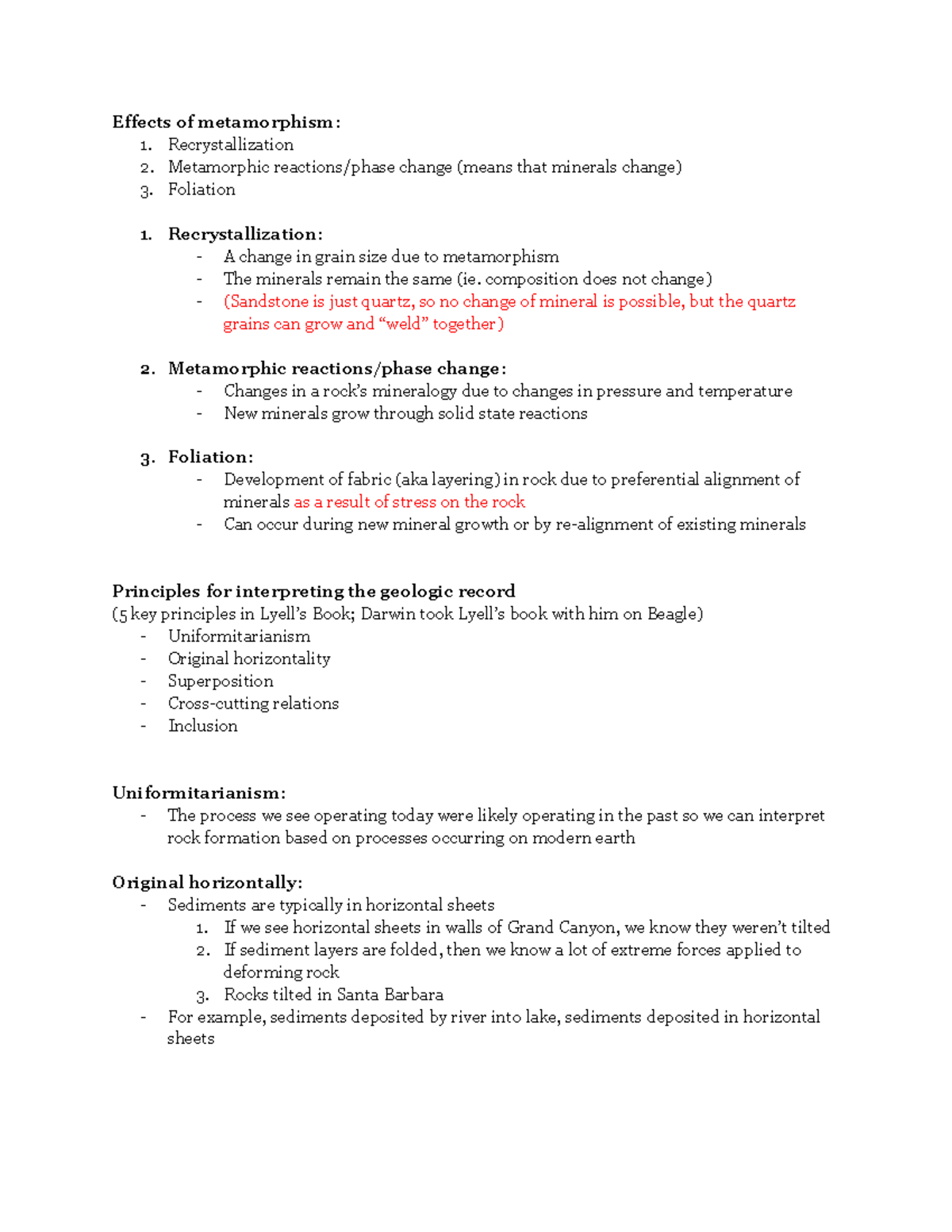 Geology Lecture Notes: Metamorphism and Deformation - Studocu