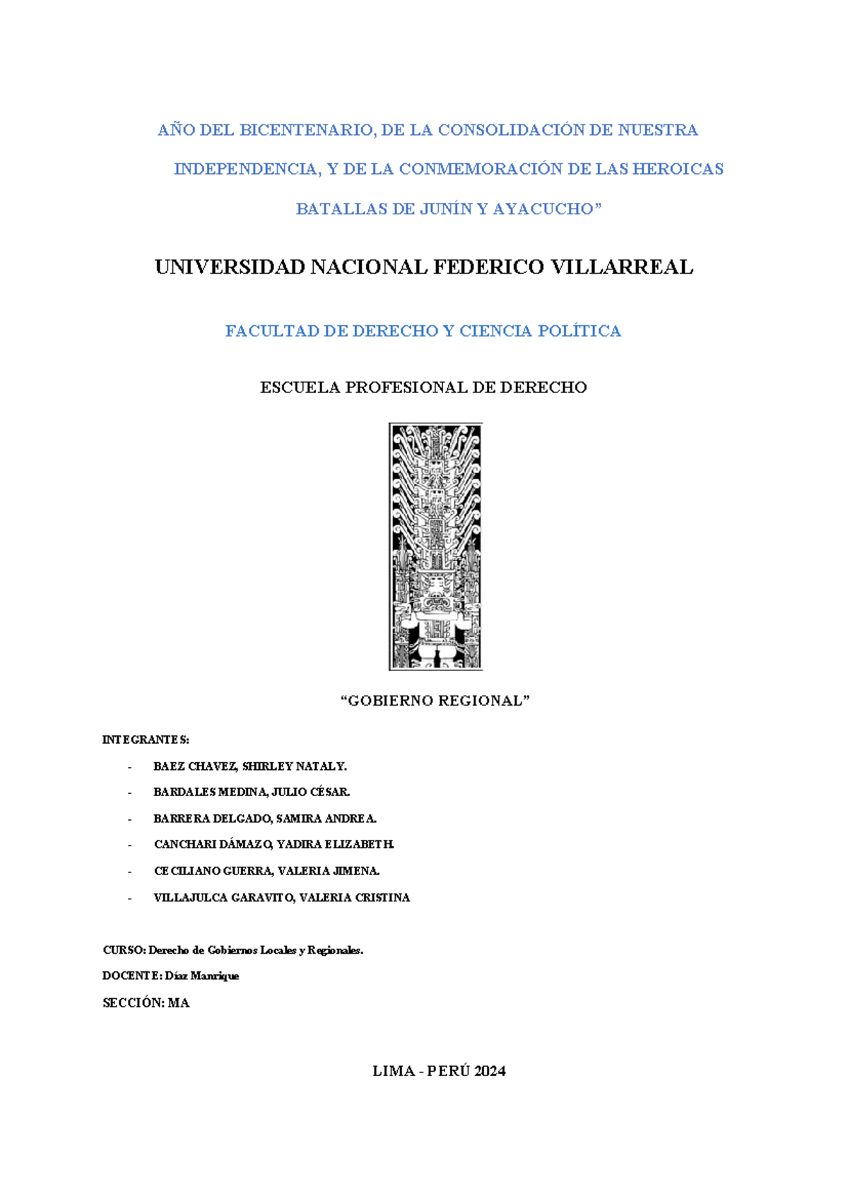 Trabajo sobre Gobiernos Regionales - Derecho de Gobiernos Locales y ...