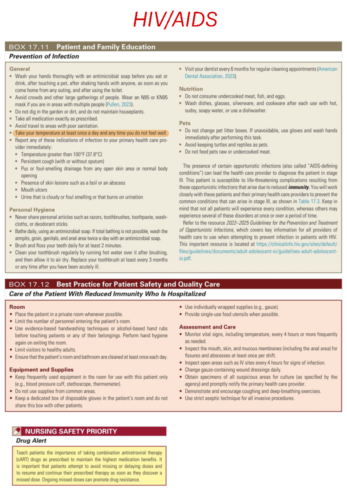 HIV/AIDS Patient Education: Infection Prevention Guidelines - Studocu