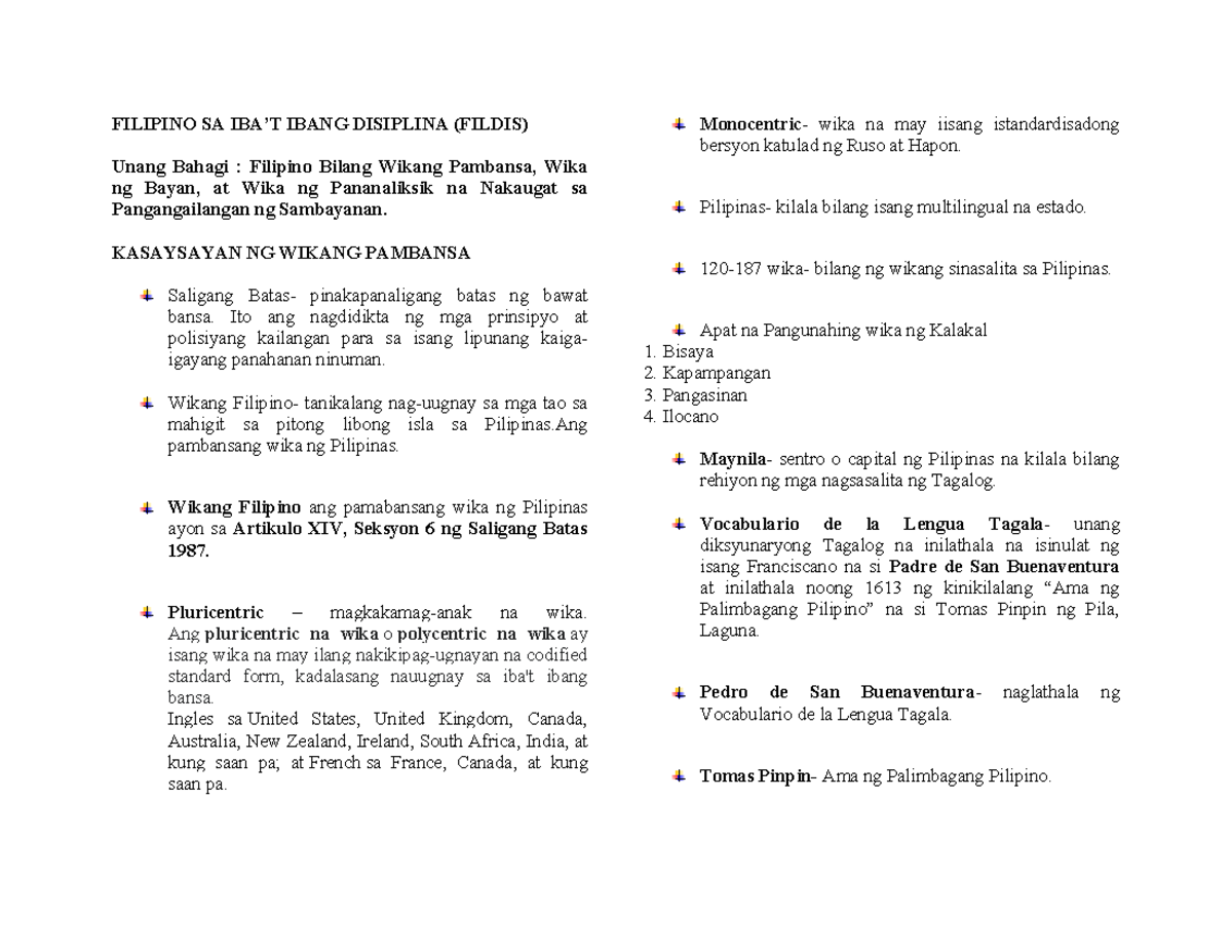Fildis- Student- Module - FILIPINO SA IBA’T IBANG DISIPLINA (FILDIS ...