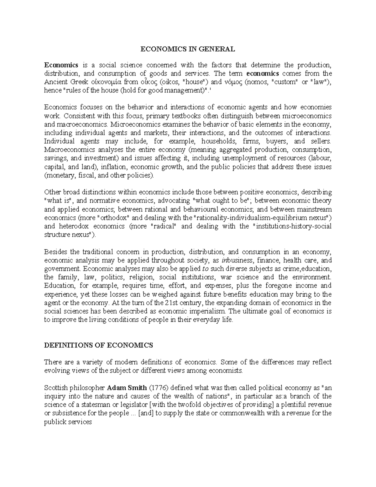 ECON 101: Overview of Economic Principles and Concepts - Studocu