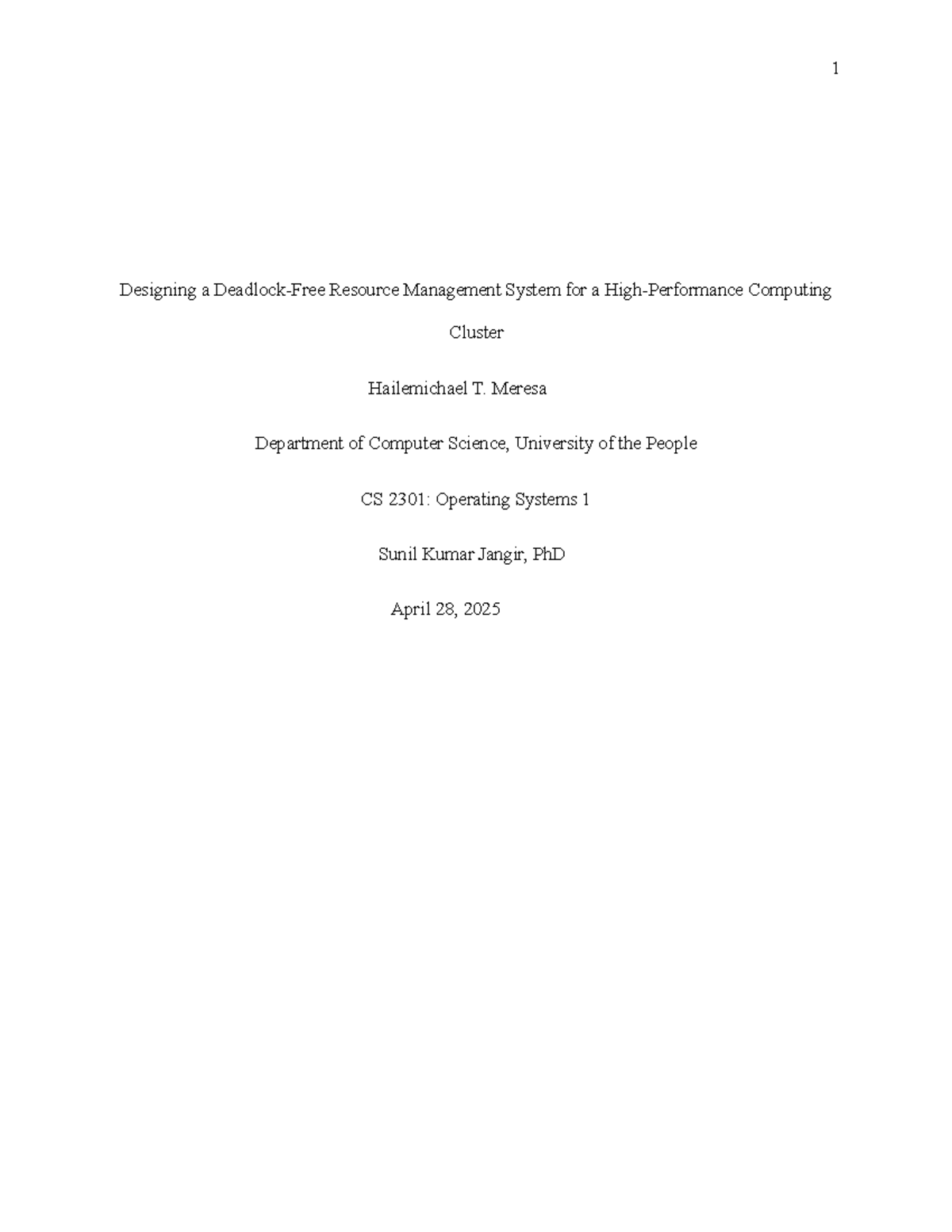 CS 2301: Final Exam - Resource Management in HPC Clusters - Studocu