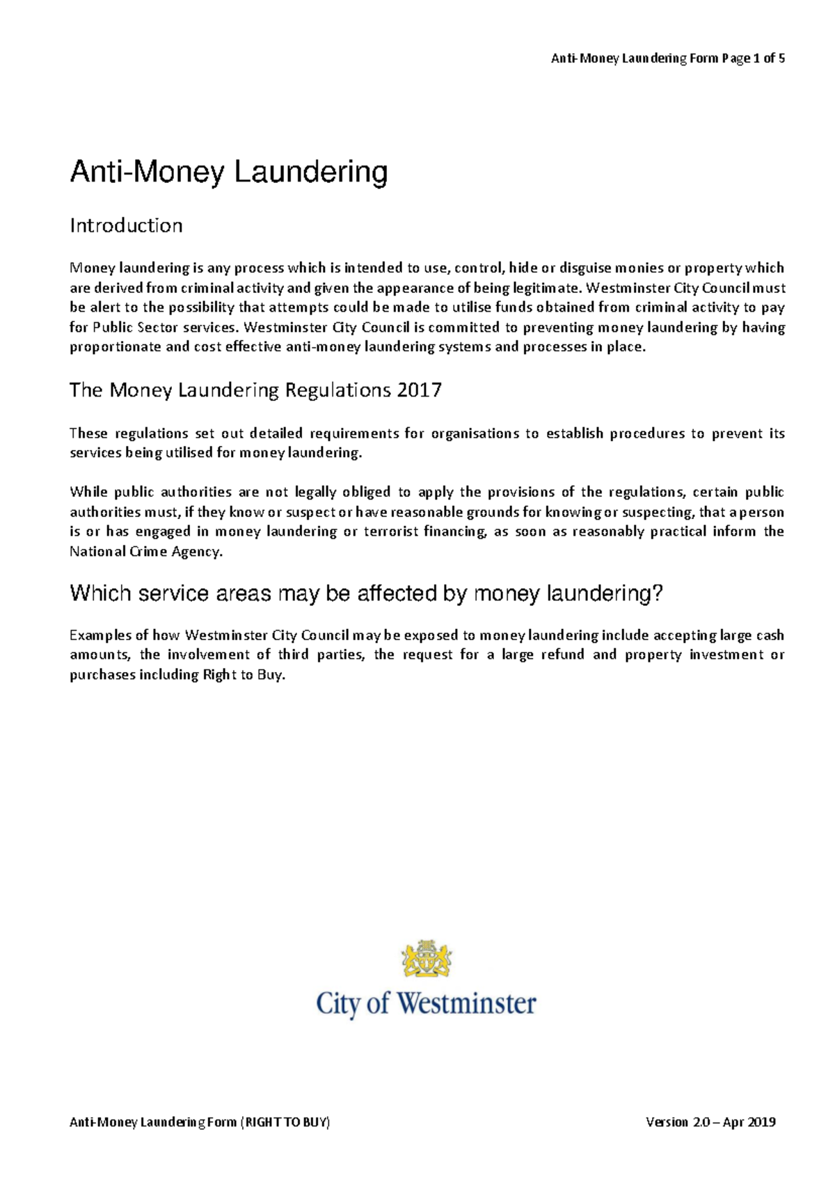 Anti-Money Laundering Declaration Form (RTB) Guidelines and ...