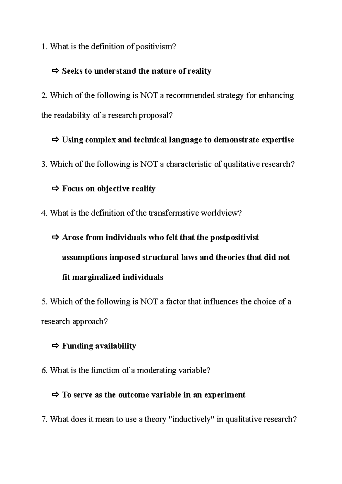 ELR301 - Quiz on Research Methodologies and Concepts - Studocu