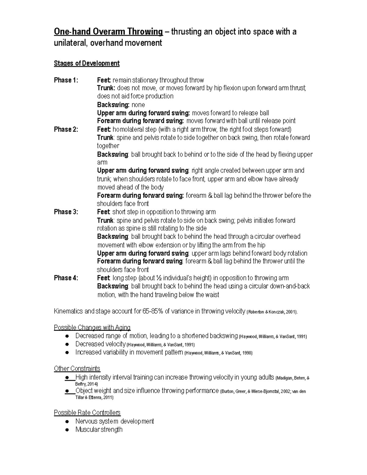 CH 6 - Observing Ballistic Skills: Throwing, Kicking, and Striking ...