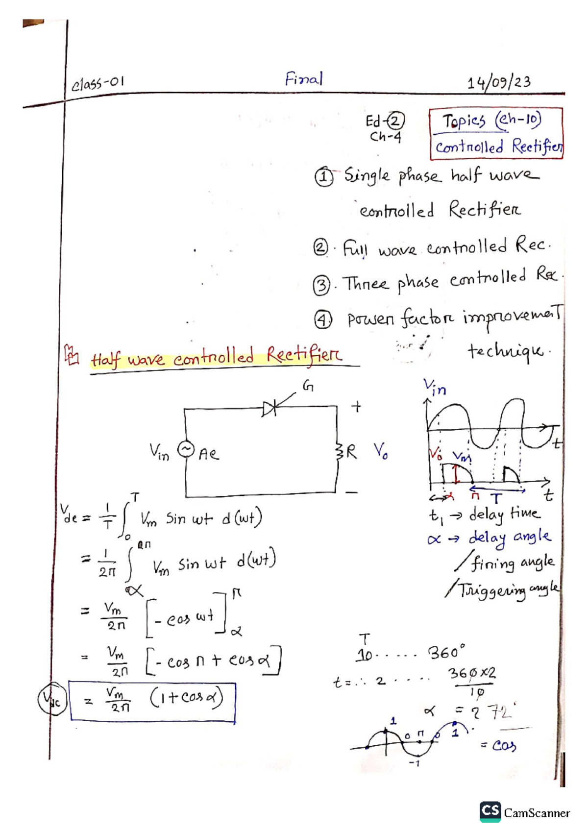 Final Exam: Power Electronics Lecture Notes on Controlled Rectifiers ...