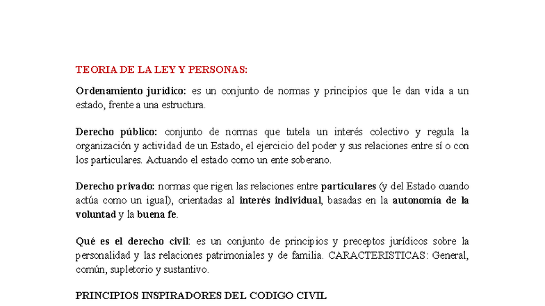 TEORIA DE LA LEY Y PERSONAS: Conceptos Generales en Derecho Civil - Studocu