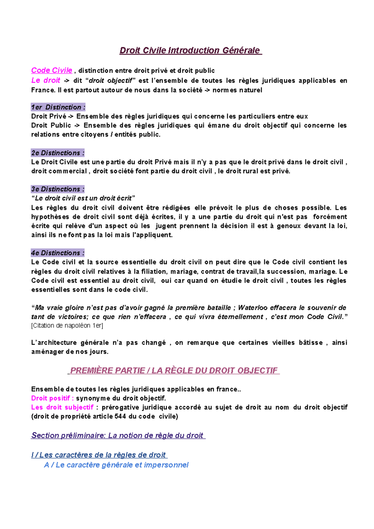 Droit Civile Introduction Générale cour 1 - Droit Civile Introduction ...