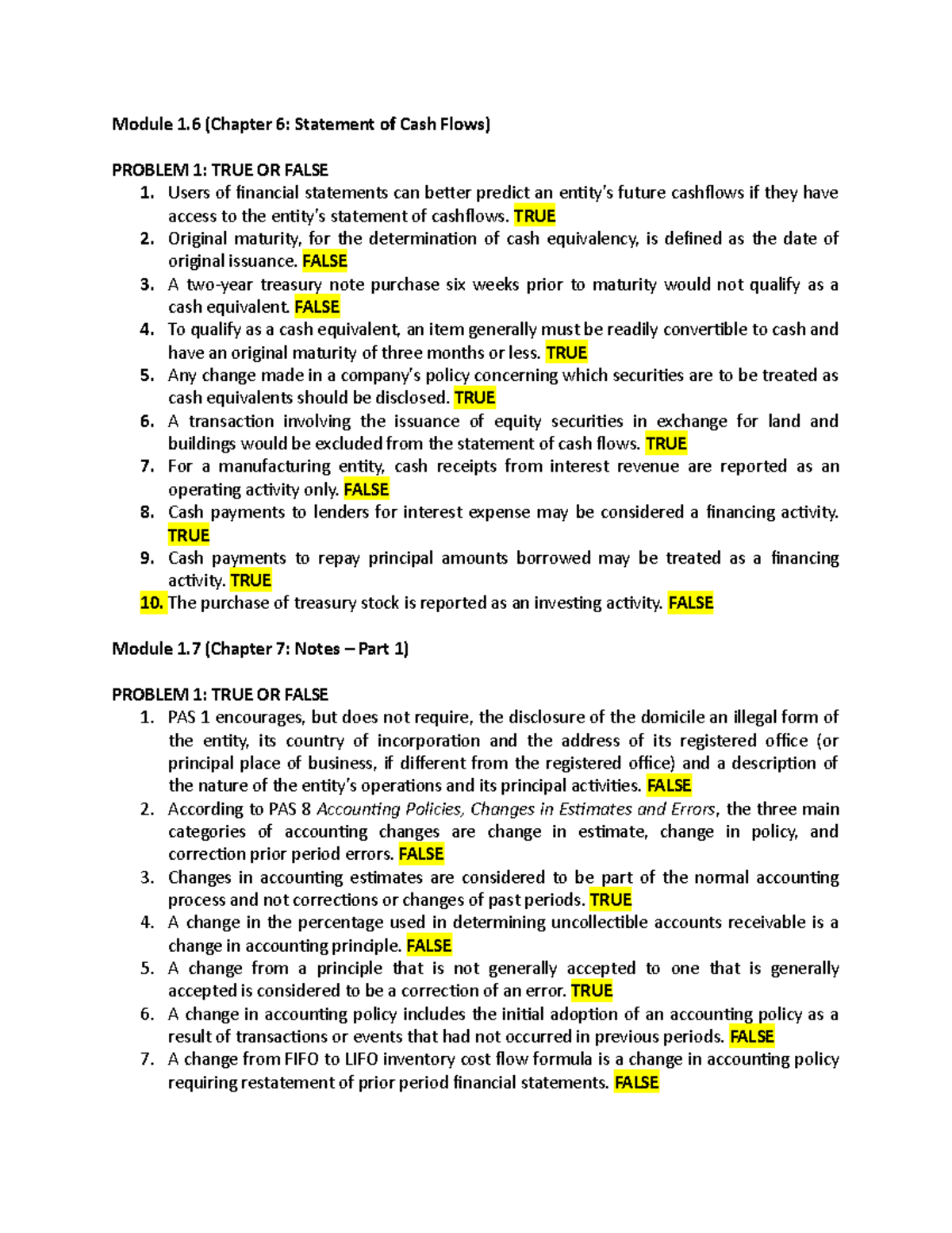 Module 1.6 & 1.7 - Intermediate Accounting 2: Statement of Cash Flows ...
