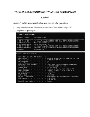 TDC1231 Lab2 new v2 - tutorial - TDC1231 DATA COMMUNICATIONS AND ...