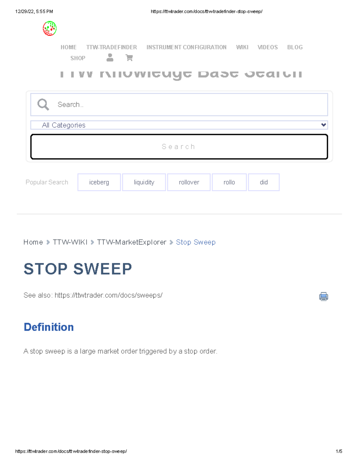 Stopsweep - Home TTW-WIKI TTW-MarketExplorer Stop Sweep STOP SWEEP See ...