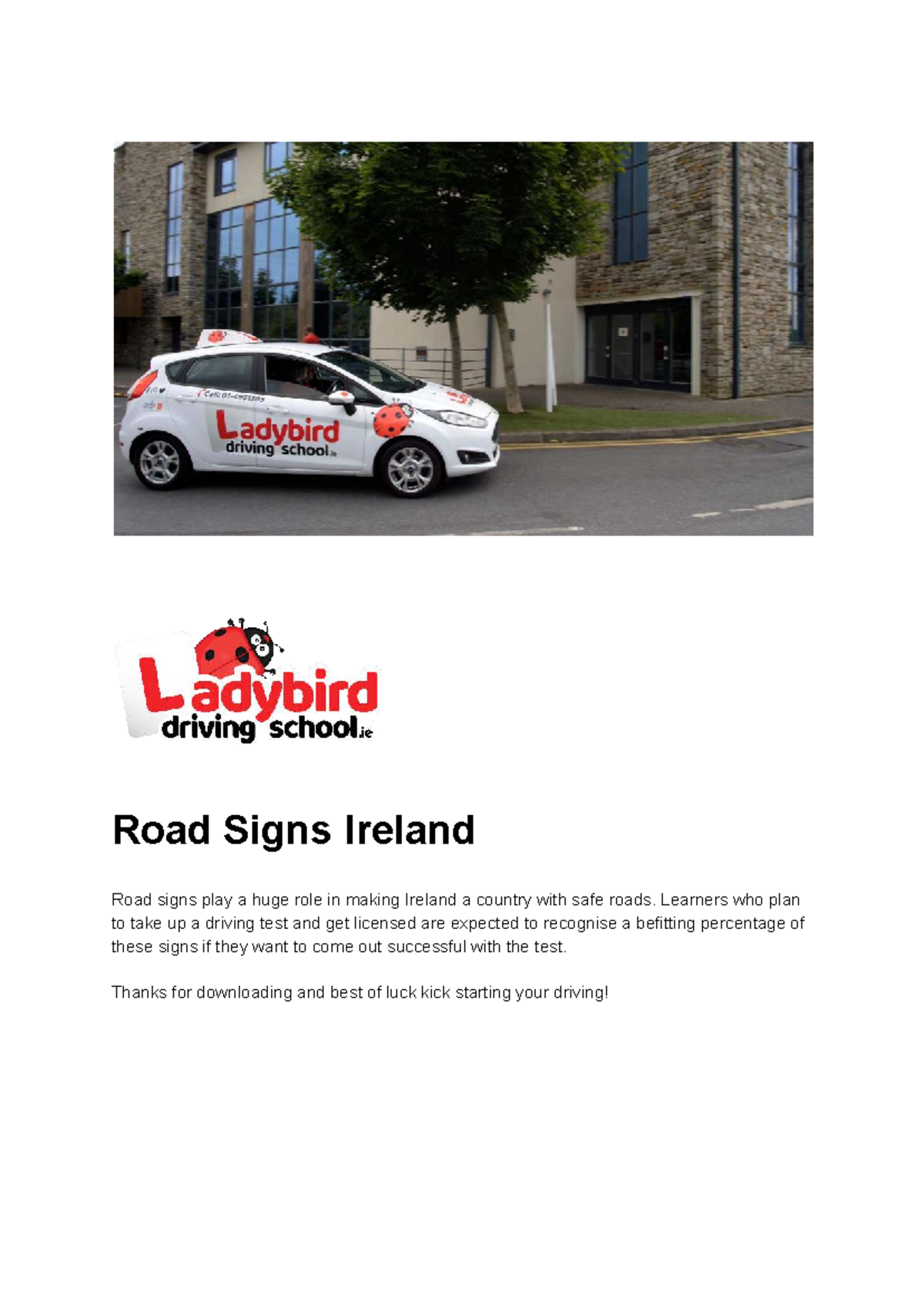 Road Signs in Ireland: A Guide for Learners (Ladybird Driving School ...