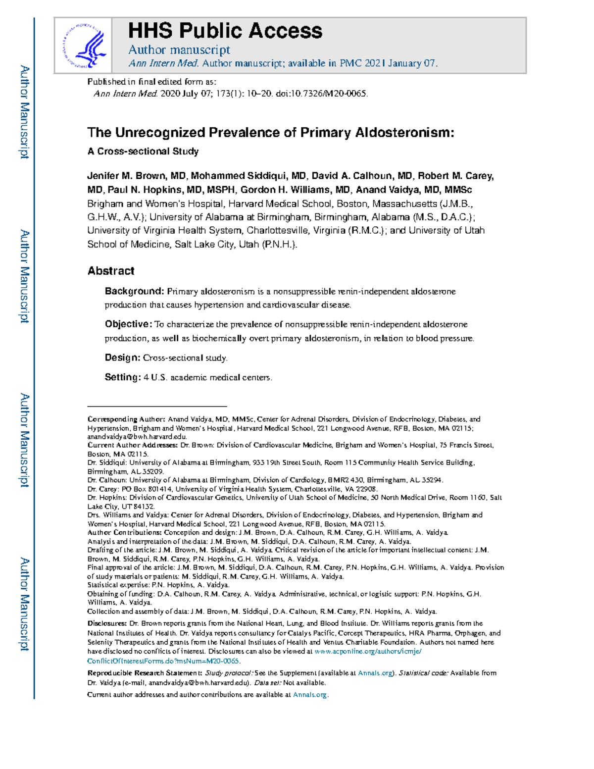 HHS 2020 Final Exam: Unrecognized Prevalence of Primary Aldosteronism ...