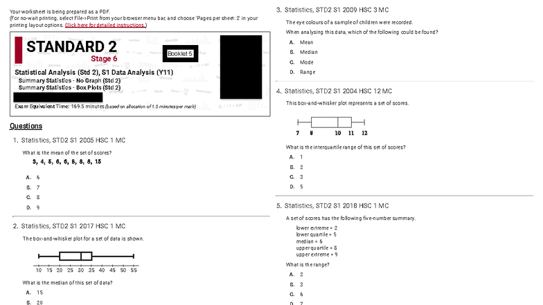 Statistics, STD2 S1 Summary Stats - Short Answer Past Paper Qs - Studocu